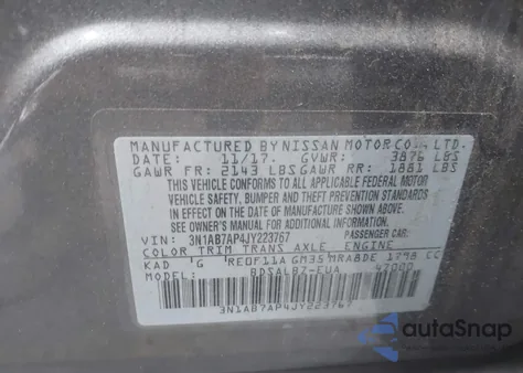 2018 Nissan Sentra S from USA, damaged, VIN 3N1AB7AP4JY223767